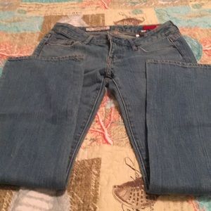 EXPRESS Washed blue ultra low rise jeans